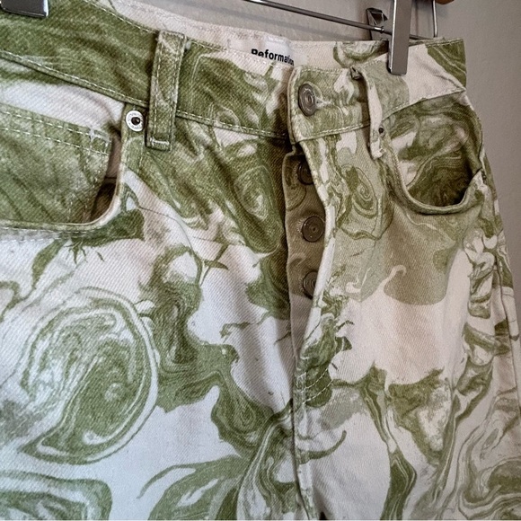 Reformation Marble High-Rise Straight-Leg Jeans Avocado Swirl Size 27 - Picture 14 of 14